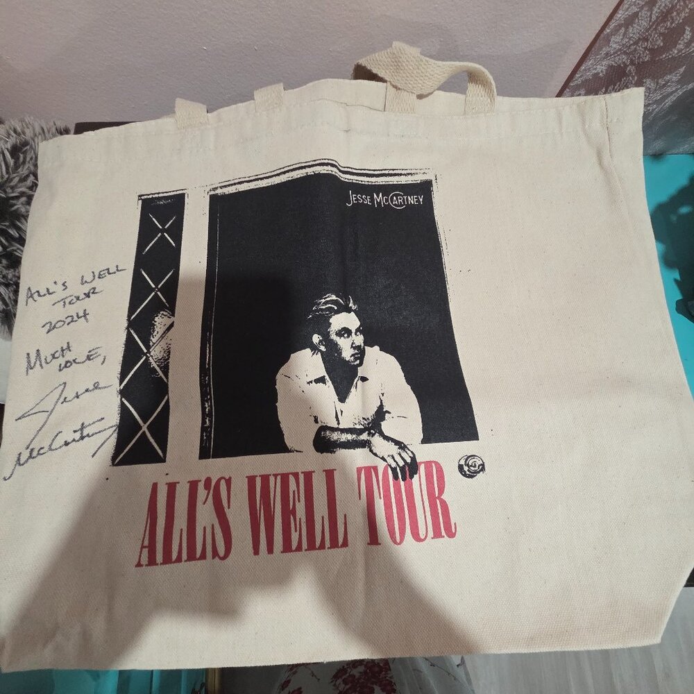 Jesse McCartney signed tote and bracelets